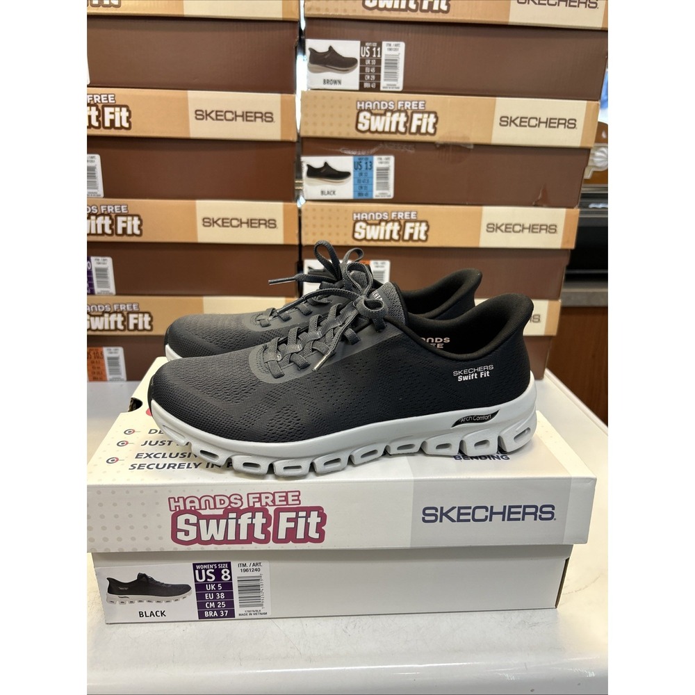 Skechers Hands Free Swift Fit Women Size 8 Black Athletic Sneaker 1961240